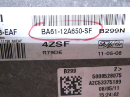 2011..11   FORD  FIESTA  1.6L  / ENGINE CONTROL  COMPUTER image 2