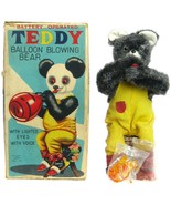 Vintage 1950&#39;s Alps Teddy Balloon Blowing Bear w/Insert Balloons &amp; Box W... - £237.01 GBP