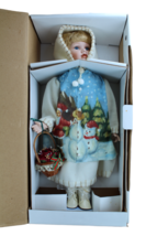 Vintage Porcelain Doll Christmas Time With Stand Never Been Out The Box RARE - £13.86 GBP