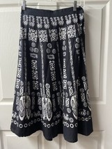 Studio W Fit and Flare Skirt Womens Size M Black and White Print Elastic... - £12.47 GBP