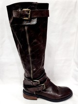 Enzo Angiolini EASAYLEM Brown Leather Boot High Knee Biker Riding Zip 6.... - $40.00