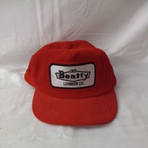 VINTAGE Beatty Lumber Co. Patch Red Corduroy  Snapback Trucker Hat CAP EUC - $24.74