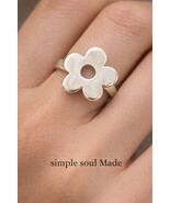 Solid Silver Big Flower Ring | 925 Pure Silver Daisy Ring Flower Stateme... - $129.00