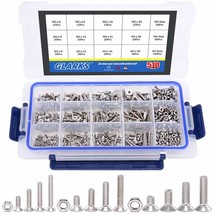 Glarks 510Pcs Metric M3 M4 M5 304 Stainless Steel Flat Head, Allen Hex D... - $31.94