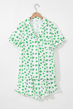 Green Clover Printed Short Sleeve and Ruffled Shorts Pajama Set - $27.56