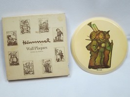 Vintage Hummel Wall Plaque 3 Boys Round Glazed Chalkware 7&quot; w/ Original Box  - $12.99