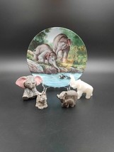 Elephant Lot of 5 Stone Critters Alabaster Figurine Bradford Exchange Plate  + - £12.54 GBP