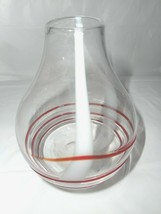 BLENKO Deco Modern Spiral VASE Crystal Red Swirl Bulbous Art Glass Hand Blown - £24.87 GBP
