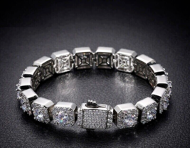 Gorgeous 9.50Ct Round Cut Simulated Diamond White Gold Plated Tennis Bracelet - £353.61 GBP