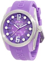 NEW IZOD IZS1/8 Men&#39;s Purple Analog Quartz Luminous Silicone SS Sports Watch 50m - £35.79 GBP