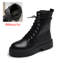White Black PU Leather Ankle Boots Women Autumn Winter Round Toe Lace Up Shoes W - £40.27 GBP