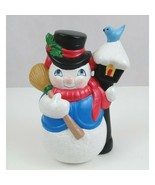 Christmas Glittery Snowman With Lamppost And Broom 7.5&quot; Decorative Figurine - $27.70 CAD