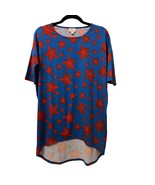 LuLaRoe Womens Irma XX-Small Shirt Stars Casual Tunic High Low XXS Blue/Red - $9.42 CAD