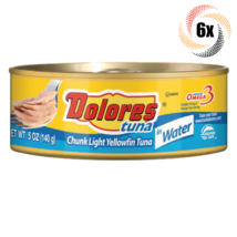6x Cans Dolores Chunk Light Yellowfin Tuna In Water Flavor | 5oz | Easy Open - £23.82 GBP