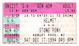 Helmet Concert Ticket Stub December 17 1994 Asbury Park New Jersey - £32.64 GBP
