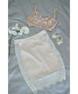  Satin &amp; Lace Nylon Cut Out Side Mini Skirt S-M-L - $361.52 MXN