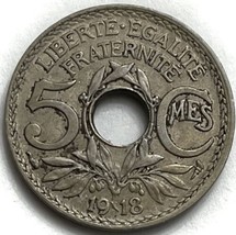 1918 France 5 Centimes Paris Mint - £4.67 GBP