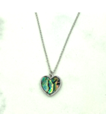 Abalone Heart Pendant Necklace Silver - $11.34