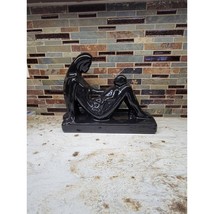 Vintage Haeger Mother &amp; Child Statue, Large Retro Art Pottery, Gloss Black - £74.78 GBP