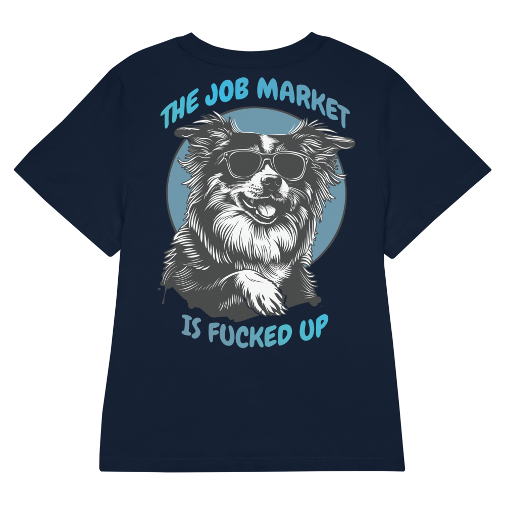 Women’s Organic Ribbed Neck T-Shirt – Job Back Print (French Navy) Item image 4