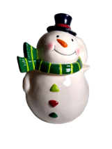 Snowman Cookie Jar Vintage Christmas Holiday Season 8&quot; Ceramic w/ Lid Jo... - $61.28