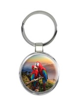 Macaws Sunset Mountains : Gift Keychain Parrot Bird Animal Cute - £6.38 GBP