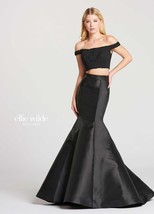 Ellie Wilde Formal Two Piece Dress Size 14 Black Beaded Prom Homecoming - £197.80 GBP