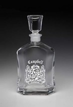 Campbell Irish Coat of Arms Whiskey Decanter (Sand Etched) - £36.06 GBP