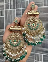 Kundan Meena Indian Jewelry Earrings Chandbali Jhumka Jhumki Wedding Setg - £5.34 GBP