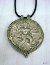 vintage antique tribal old silver necklace hindu god shiva amulet pendant big - $276.21
