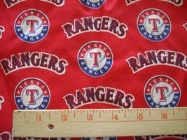 Texas Rangers Mlb Cotton Fabric 46.5" X 19" For Mask Free Ship New Remnants - $24.99