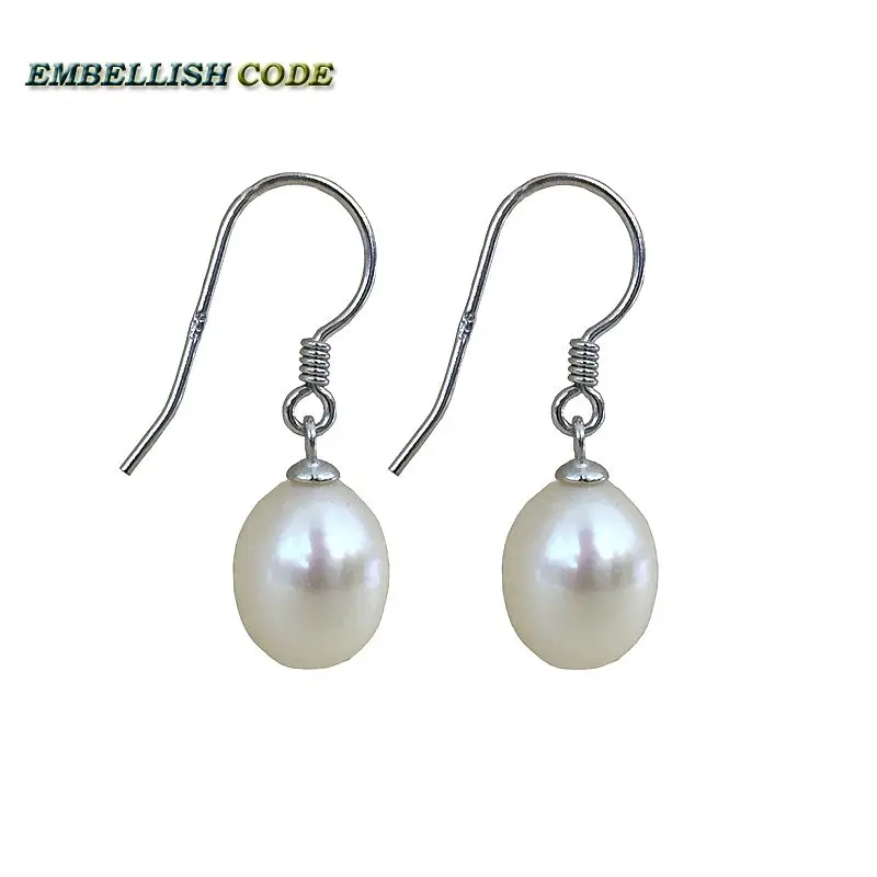 Classic simple stely real hook dangle earrings fresh water Cultured AAA pearl - £11.37 GBP