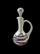1984 Gibson Art Glass Perfume Decanter Bottle Iridescent Purple w Stoppe... - $922.49 MXN