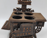 Miniature Antique Queen Black Cast Iron 4&quot; Toy Wood Cook Stove Dollhouse... - $18.00