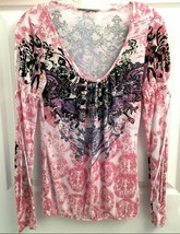 ANAMA Tie Dye Size S Pink &amp; Blue Lightweight Rayon &amp; Polyester Blouse To... - £14.00 GBP