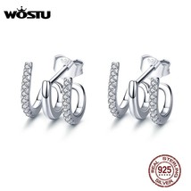 WOSTU 2019 New Arrival 100% Real 925 Silver Love Rotation Stud Earrings Cute Squ - $22.58