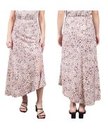 MAUBY Side Slit Satin Midi Skirt, Giraffe Animal Print, Brown/Tan, Small... - $63.08 CAD
