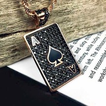  Men&#39;s 2.25 Ct Poker Card Ace Of Spades Sim Diamond Pendant 14k Rose Gold Plated - £150.93 GBP