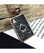  Men&#39;s 2.25 Ct Poker Card Ace Of Spades Sim Diamond Pendant 14k Rose Gol... - $3,522.56 MXN