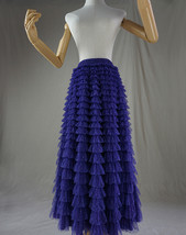 Purple Dotted Tiered Tulle Maxi Skirt Women Plus Size Long Tulle Skirt image 6
