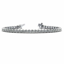 3.5Ct Rond Brillant Moissanite Tennis Bracelet 14K Plaqué or Blanc Argent 17.8cm - £307.52 GBP