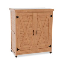 Rustic Cedar Potting Bench with Storage Cabinet for Outdoor Patio - $3,783.72 MXN