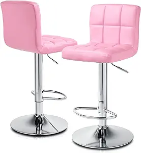 Adjustable Bar Stools Set Of 2 Pu Leather Swivel Counter Height Modern S... - $203.99