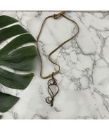 Hand Made Copper Pendant Necklace Quartz Stone Leather Cord Boho - $466.30 MXN