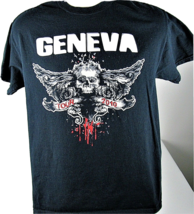 Winged Skull T-Shirt Size Medium Geneva Tour Band UK Black Goth - $18.69