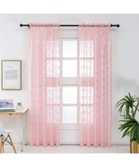 Sheer Curtains Moroccan Pattern Rod Pocket Drapes for Kitchen,Dining Roo... - $34.64