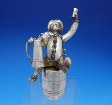 German Figurine Silver &amp; Plate Man on Barrel w/ Mug Faux Gemstones (#4322) - £767.32 GBP