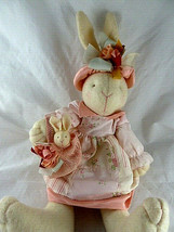 Pinkaina Easter girl doll Bunny Rabbit Plush by Judy Lynn w baby in basket dress - £15.81 GBP