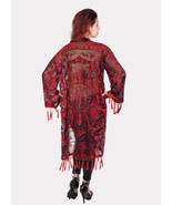Red DeLuxe Vintage Velvet&amp;Silk Boho Fringed Kimono - $315.59 CAD