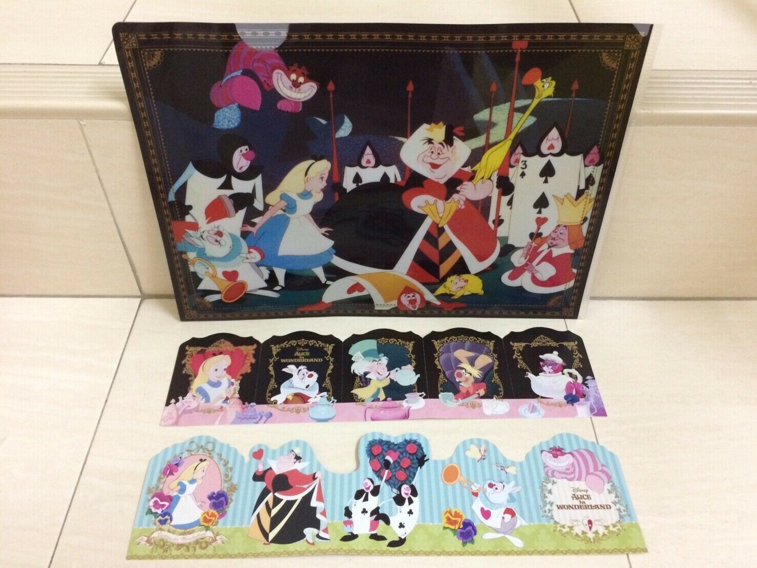 Disney Alice in Wonderland file folder for A4 document And Postcard. RARE NEW - £19.75 GBP